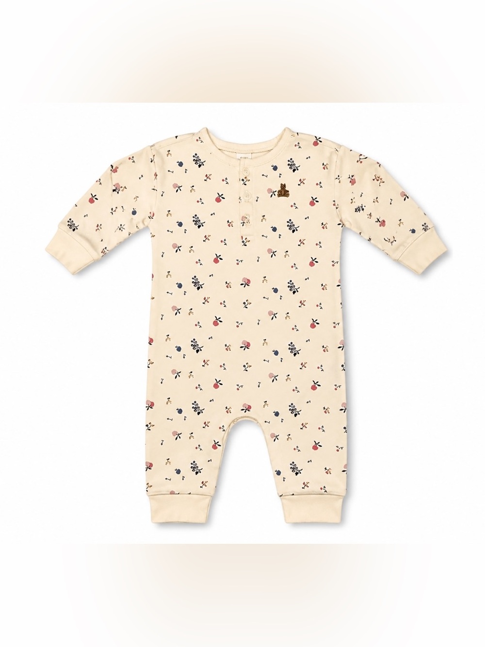 GAP Cream Floral Print Long-Sleeve Baby Footie 3-6M
